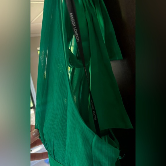 Y2K MAGGY LONDON Babydoll Silk Chiffon Satin Halter Dress Coquette Glam Size 10 - Picture 5 of 15